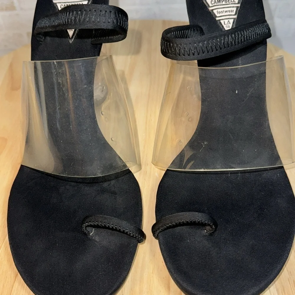 Jeffrey Campbell Clear Stretch Strap Acrylic Translucent Block Heel Sandal Heels